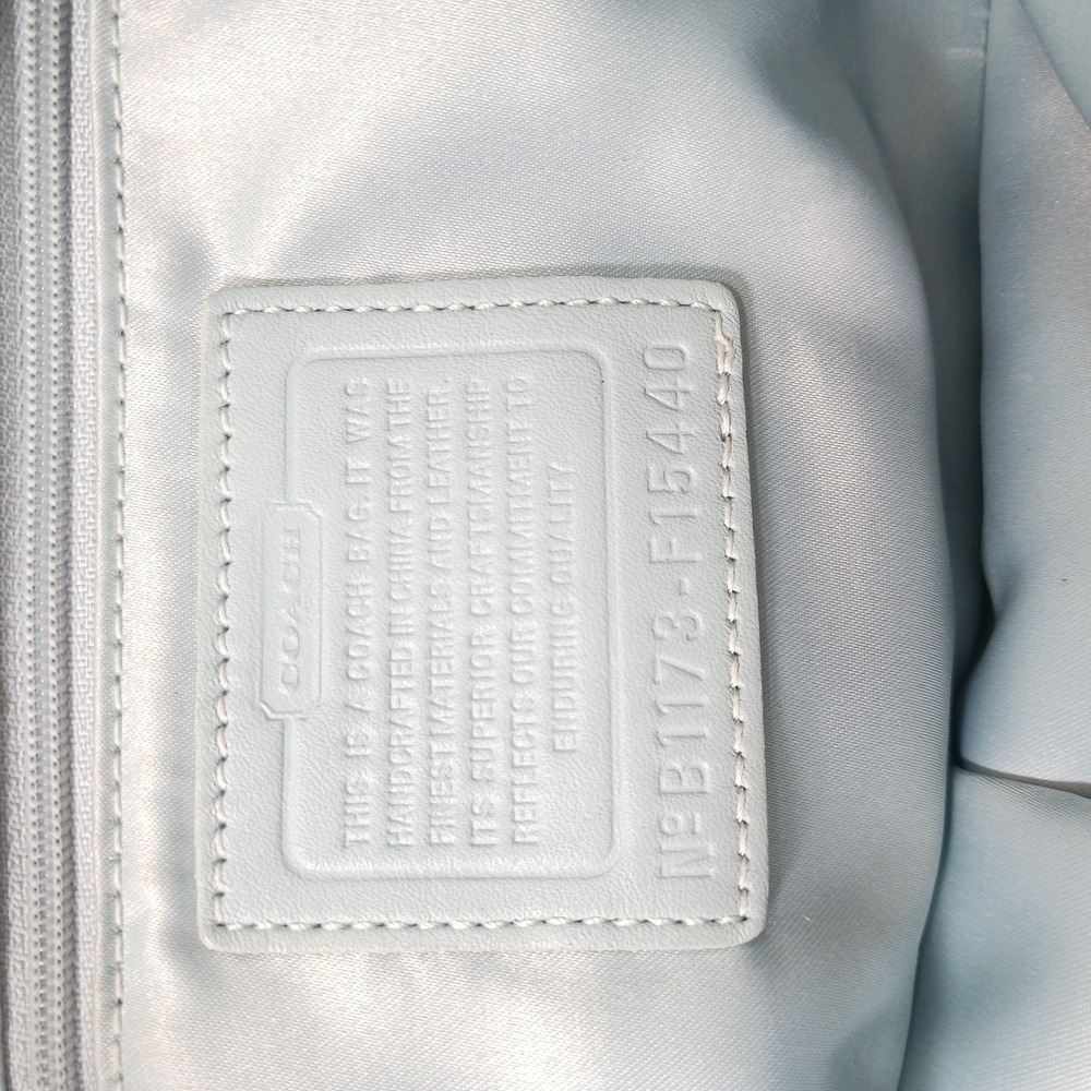 Coach Ashley Signature Satchel Light Blue Jacquard Patent Leather Bag F15440 - Picture 7 of 12